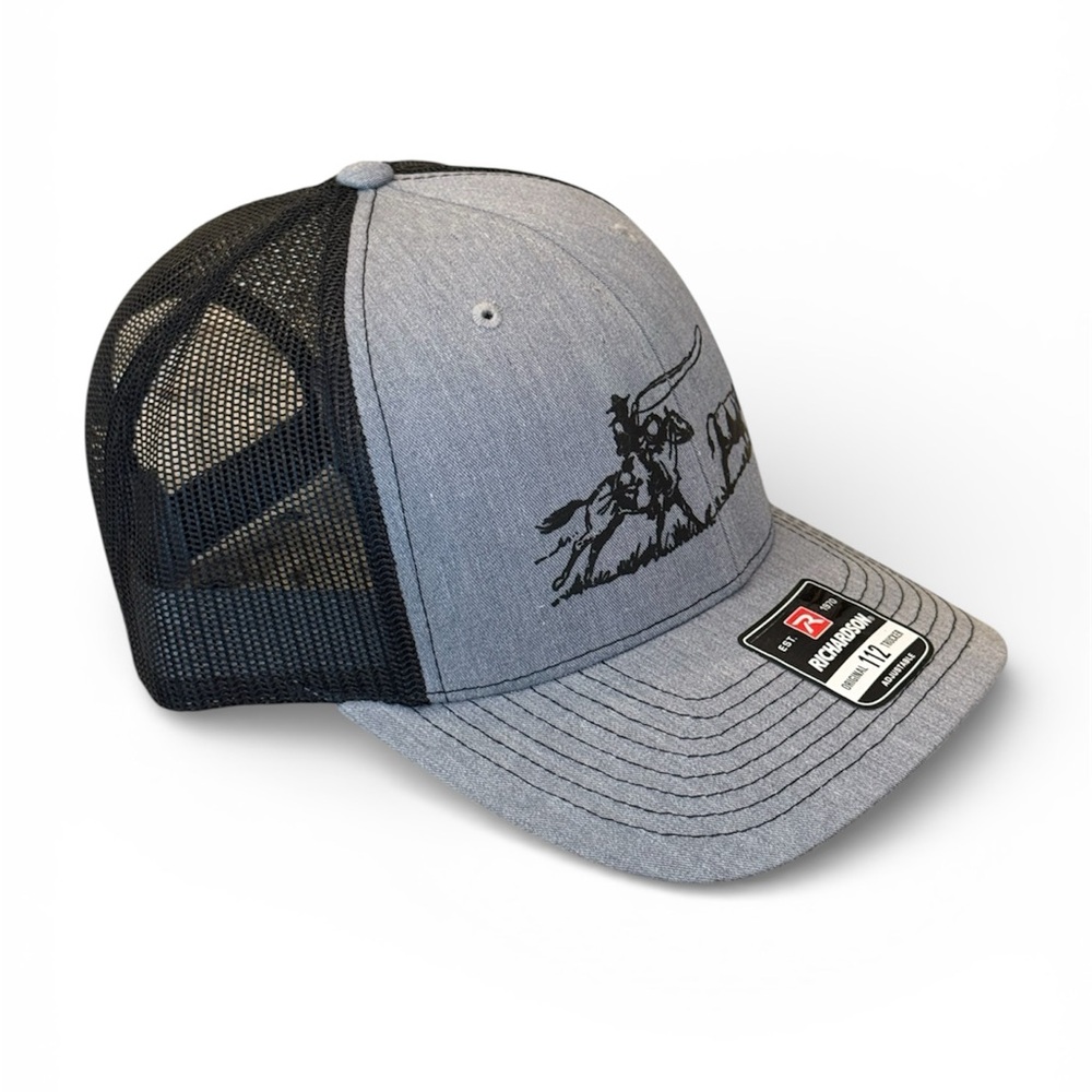 RICHARDSON 112 Heather Gray/Black Custom Ranch Roper Structured Trucker Hat - Picture 2 of 7